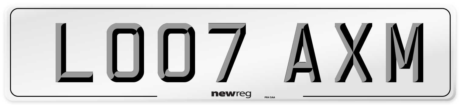 LO07 AXM Number Plate from New Reg